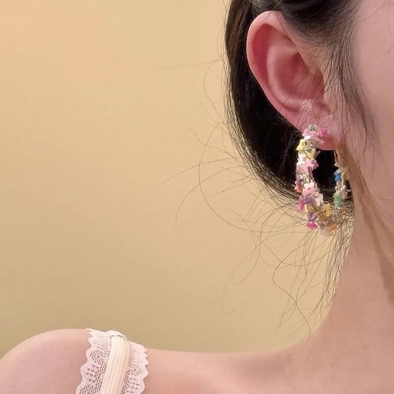 Daiiibabyyy  Large Acrylic Star Butterfly Earrings Fashionable Geometric Shaped Dangle Studs for Women Girls