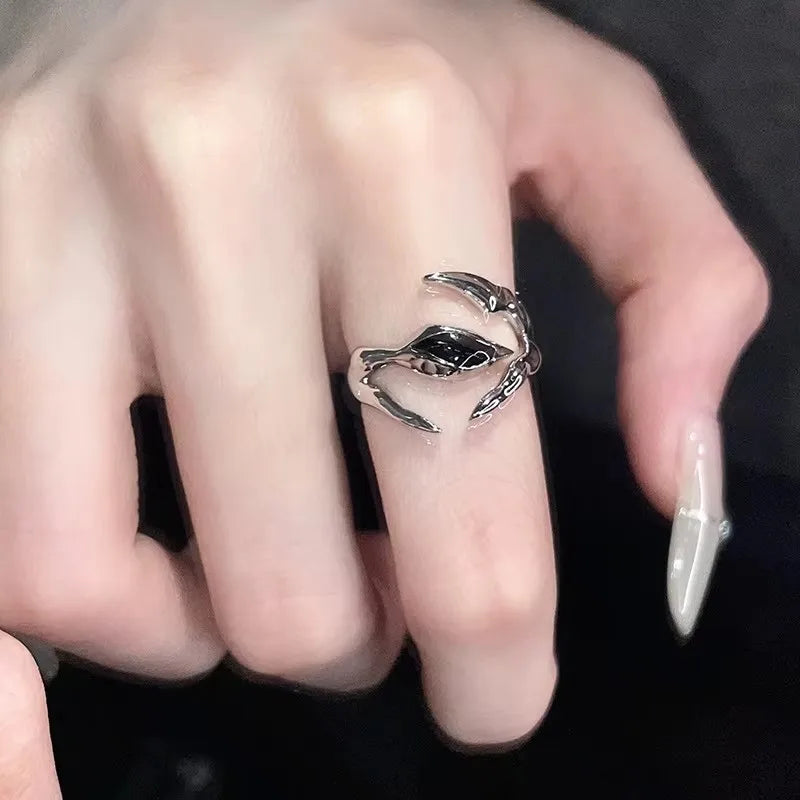 DAIIIBABYYY  -  Irregular Black Cross Star Animal Spider Aesthetic Rings For Women Y2K EMO Gothic Ring Grunge Halloween Rave Jewelry Accessories