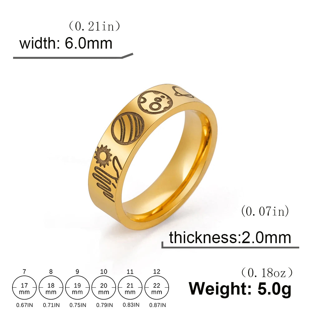 DAIIIBABYYY  -  Stainless Steel Solar System Ring Women Men Planets Sun and Moon Celestial Band Rings Space Lover Jewelry Valentine Gift