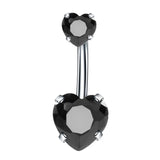 DAIIIBABYYY  -  Fashion Zircon Heart Belly Button Piercing for Women Stainless Steel Long Flower Pendant Navel Rings Piercing Ombligo Jewelry
