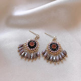DAIIIBABYYY  -  New Arrival Korean Retro Elegant Crystal Tassel Dangle Earrings For Women Fashion Sweet Water Drop Jewelry Party Gifts