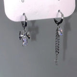 DAIIIBABYYY  -  6Pcs/set Women Silver Color Rhinestone Butterfly Stud Earrings Y2K Korean Fashion Punk Earring Stud Jewelry Sets Gift
