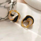 DAIIIBABYYY  -  New Trendy Enamel Color Metal Texture Small Hoop Earrings for Women Gold Plated Statement Ear Buckle Creative Jewelry Gifts