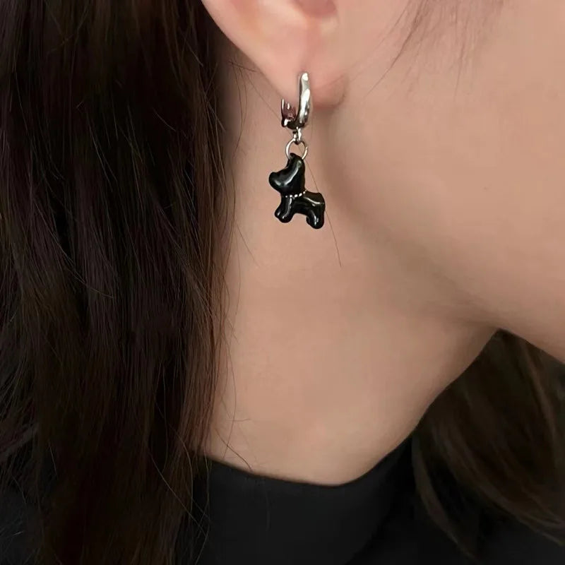 DAIIIBABYYY  -  Fashion Asymmetrical Metal Enamel Glaze Dog Drop Earrings For Women European American Style Earring Party Jewelry Gifts