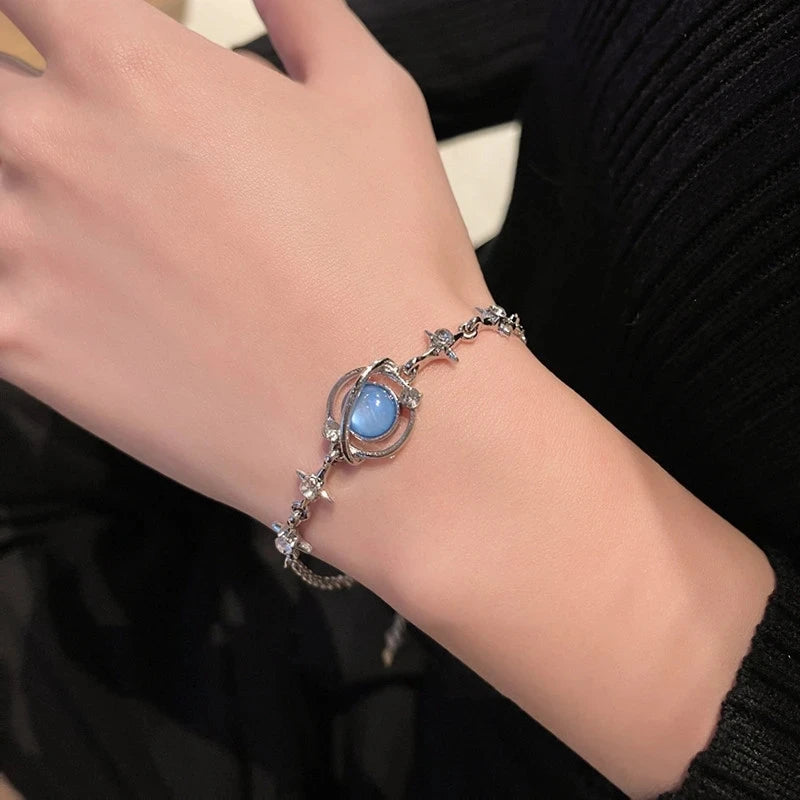 Daiiibabyyy Fashion Planet Bracelet for Women Charm Luxury Moonstone Crystal Stars Bracelet Girls Fine Jewelry Bracelet Women Jewelry Gift