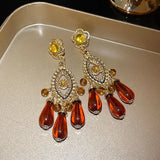 DAIIIBABYYY  -  Flower tassel earrings ethnic style retro earrings