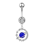 DAIIIBABYYY  -  Punk Butterfly Belly Button Rings Stainless Steel Dangle Zircon Dangle For Women Belly Navel Rings Body Belly Piercing Jewelry