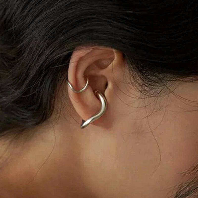 Daiiibabyyy  Punk Irregular Geometric Ear Cuff Earrings for Women Non-Piercing Metal Ear Clip Earring Fake Cartilage Fashion Jewelry Party