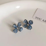 DAIIIBABYYY  -  Luxury Blue Gradient Crystal Butterfly Flower Pearl Earrings Flower Geometric Women Korean Fashion Kpop Tassel Earring