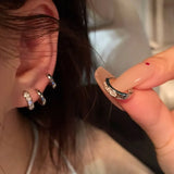 DAIIIBABYYY  -  Stainless Steel Y2K Zircon Metal Earrings Set Crystal Sweet Cool Aesthetic Creative Design Earrings Jewelry Accessorie Gifts