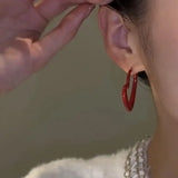 DAIIIBABYYY  -  Red Asymmetry Heart Hoop Earrings for Women Girls Punk Gothic Exaggerated Hollow Heart Drop Earring Jewelry Party Gifts
