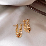 DAIIIBABYYY  -  New Arrival Korean Light Luxury Elegant Tassel Metal Geometric Hoop Earrings For Women Fashion Simple Jewelry Party Gifts