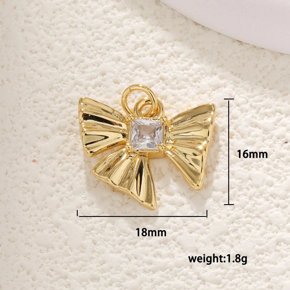 DAIIIBABYYY  -  1 piece Brass Material Cute Zircon Knot Bow Charms For Women DIY Pendant Earrings Bracelet Necklace Jewelry Wholesale