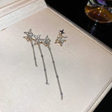 DAIIIBABYYY  -  Luxury Women's Asymmetric Butterfly Earrings Temperament Rhinestone Tassel Zircon Earrings Shiny Wedding Party Y2K Jewelry Gifts