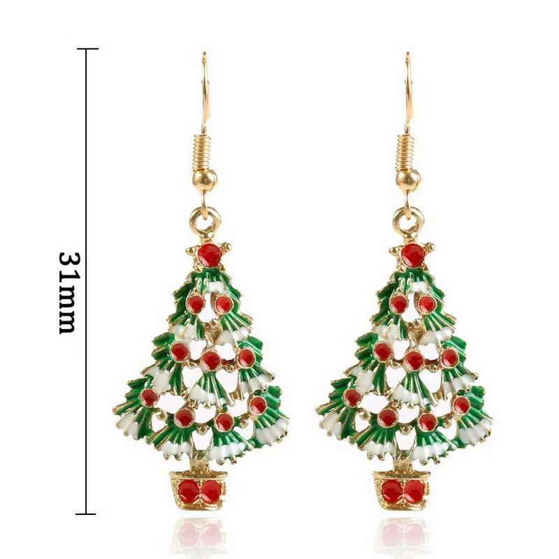 DAIIIBABYYY  -  Christmas Tree Santa Claus Drop Earrings Women Fashion Zircon Snowflakes Snowman Earring Jewelry Girlfriends Xmas Gifts