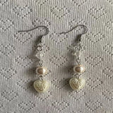 DAIIIBABYYY  -  White Lace Earrings | Coquette Earrings,Lace Heart, Angel,Aesthetic,Y2K indie Jewelry,Vintage,Alternative,Hippie,Boho,Grunge