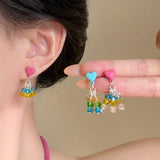 Daiiibabyyy  Crystal Star Pendant Earrings for Women Girls Fashion Jewelry Gift