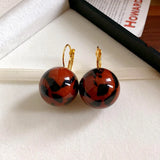 DAIIIBABYYY  -  Resin Leopard Print Ear Buckle Retro Earrings Wholesale for Women