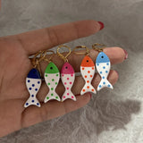 Daiiibabyyy  Summer Colorful Tropical Fish Stainless Steel Hoop Earrings
