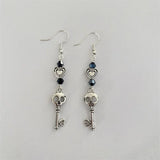 DAIIIBABYYY  -  Black Heart Skull Beaded Earrings,Skull Key Charm,Gothic Jewelry