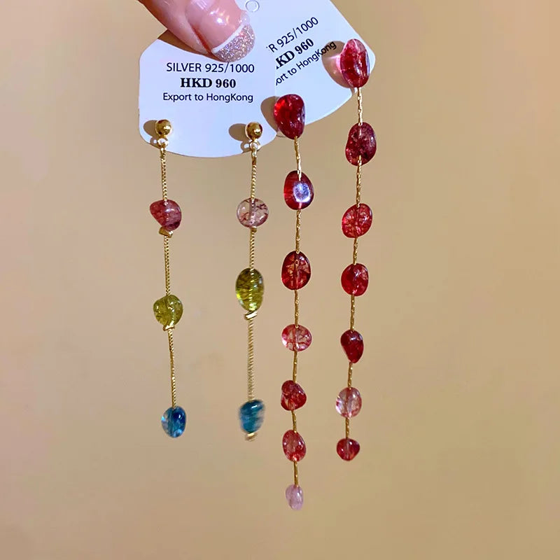 DAIIIBABYYY  -  Geometric long earrings niche simple design tassel earrings