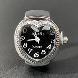 DAIIIBABYYY  -  Punk Fashion Heart Mini Quartz Watch Finger Rings Women Men Couples Clock Retro Elastic Strap Watches Ring Jewelry