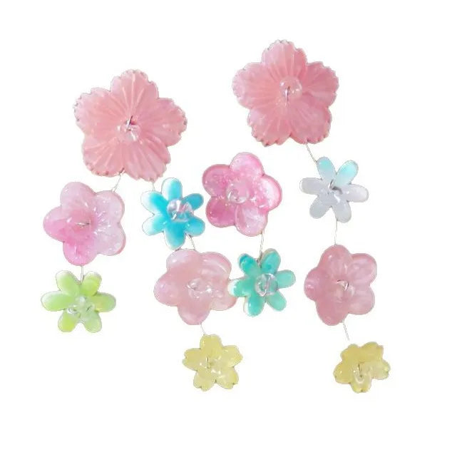 DAIIIBABYYY  -  Colorful Acrylic Flower Stud Earrings Fashionable Dangle Jewelry for Women Girls