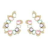 DAIIIBABYYY  -  Korean Style Big Flower Stud Earrings Big Crystal Exquisite Zircon Stone Earrings Fashion Jewelry Rhinestone Earrings Wedding