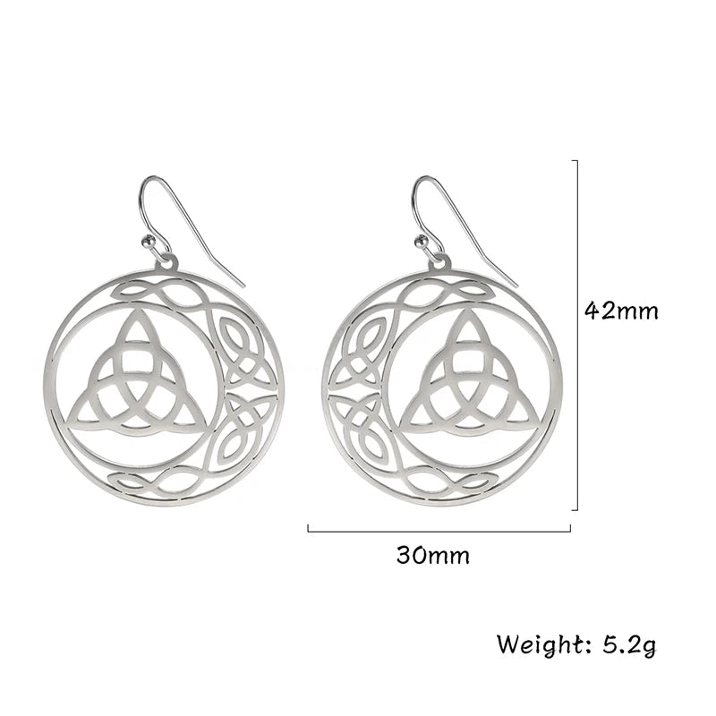 DAIIIBABYYY  -  Triangle Celtic Knot Crescent Edge Stainless Steel Earrings for Women's Fashion and Elegant Talisman Jewelry Gifts