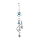 DAIIIBABYYY  -  Fashion Crystal Stainless Steel Flower Butterfly Belly Piercing for Women Silver Color Belly Button Rings Body Jewelry