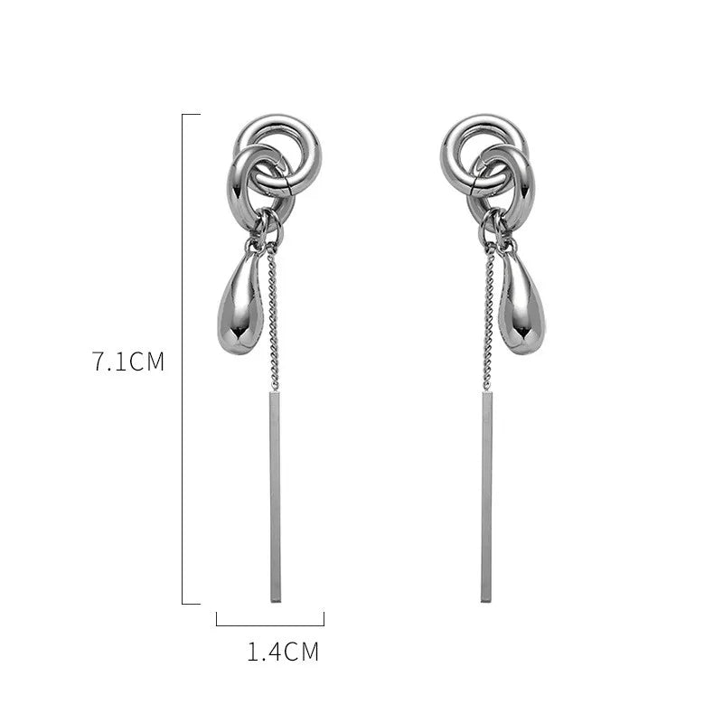 DAIIIBABYYY  -  Fashion Simple Metal Chain Pendant Earrings For Women Personality Popular Long Earrings Travel Jewelry Gift