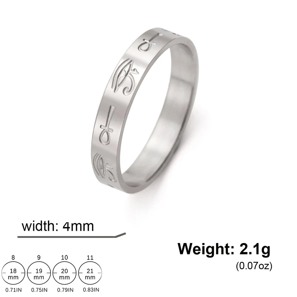 DAIIIBABYYY  -  Eye Of Ra Ankh Cross Ring Women Men Stainless Steel Egypt Wedjat Eye Protction Finger Rings Couple Jewelry Christmas Gift