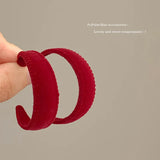 DAIIIBABYYY  -  Women New Year Christmas Wine Red Velvet Bow Earrings Korean Fashion Girls White Plush Ball Dangle Earring Jewelry Gift