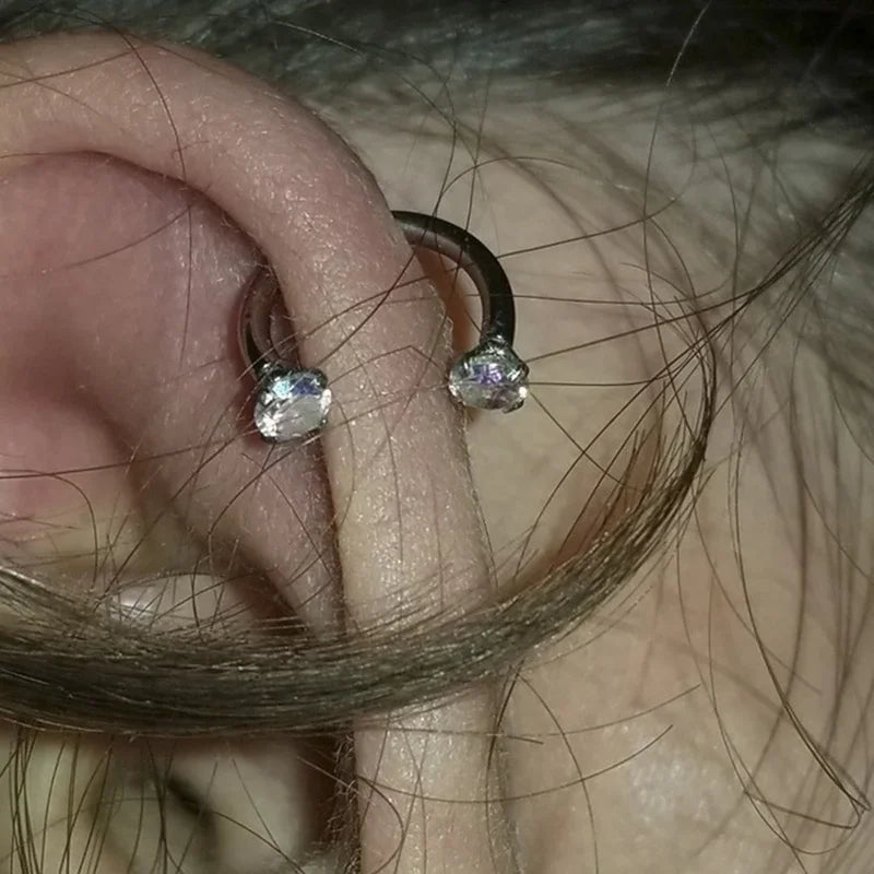 DAIIIBABYYY  -  Stainless Steel Crystal Hoop Ring Piercing Nose Ear Belly Button Rings Women Men Cartilage Helix Earrings Daith Piercing Jewelry