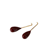 DAIIIBABYYY  -  Red oil drop earrings niche retro high-end temperament long burgundy earrings