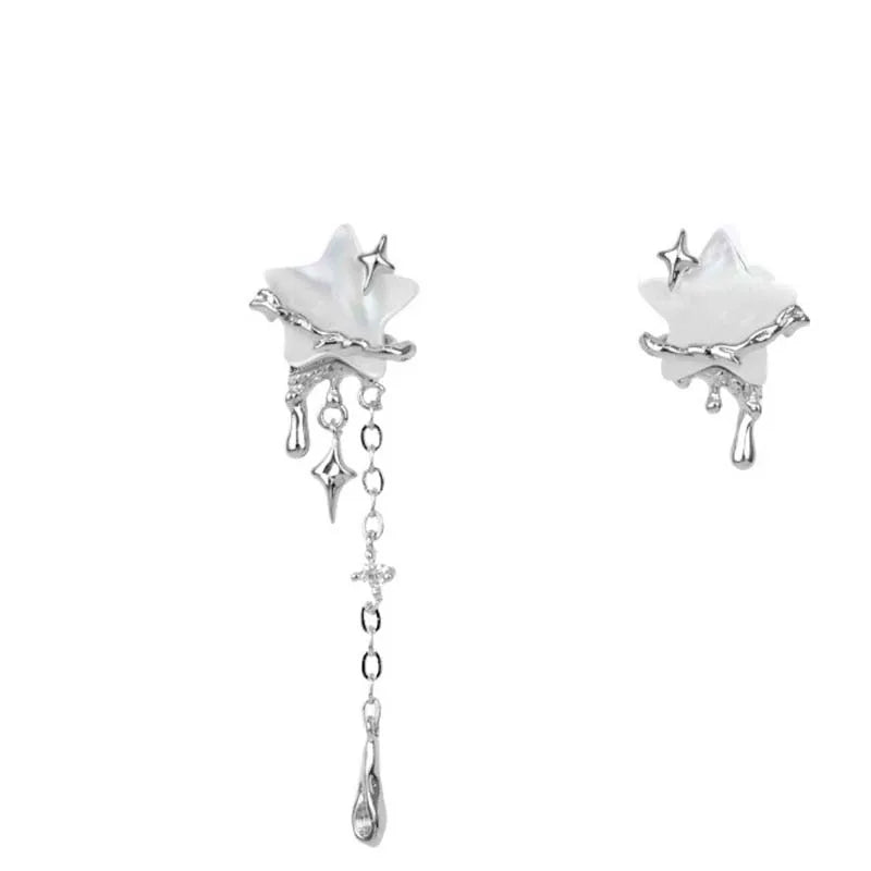 DAIIIBABYYY  -  2024 New Fashion Metal Star Tassel Chain Earrings for Women Exquisite Crystal Asymmetric Temperament Earrings Y2K Jewelry Gifts