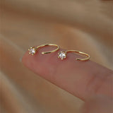 DAIIIBABYYY  -  Korean Fashion Blue Zircon Star Stud Earrings for Women Creative Shiny Rhinestone Bowknot Earrings Sweet Girls Jewelry Gifts