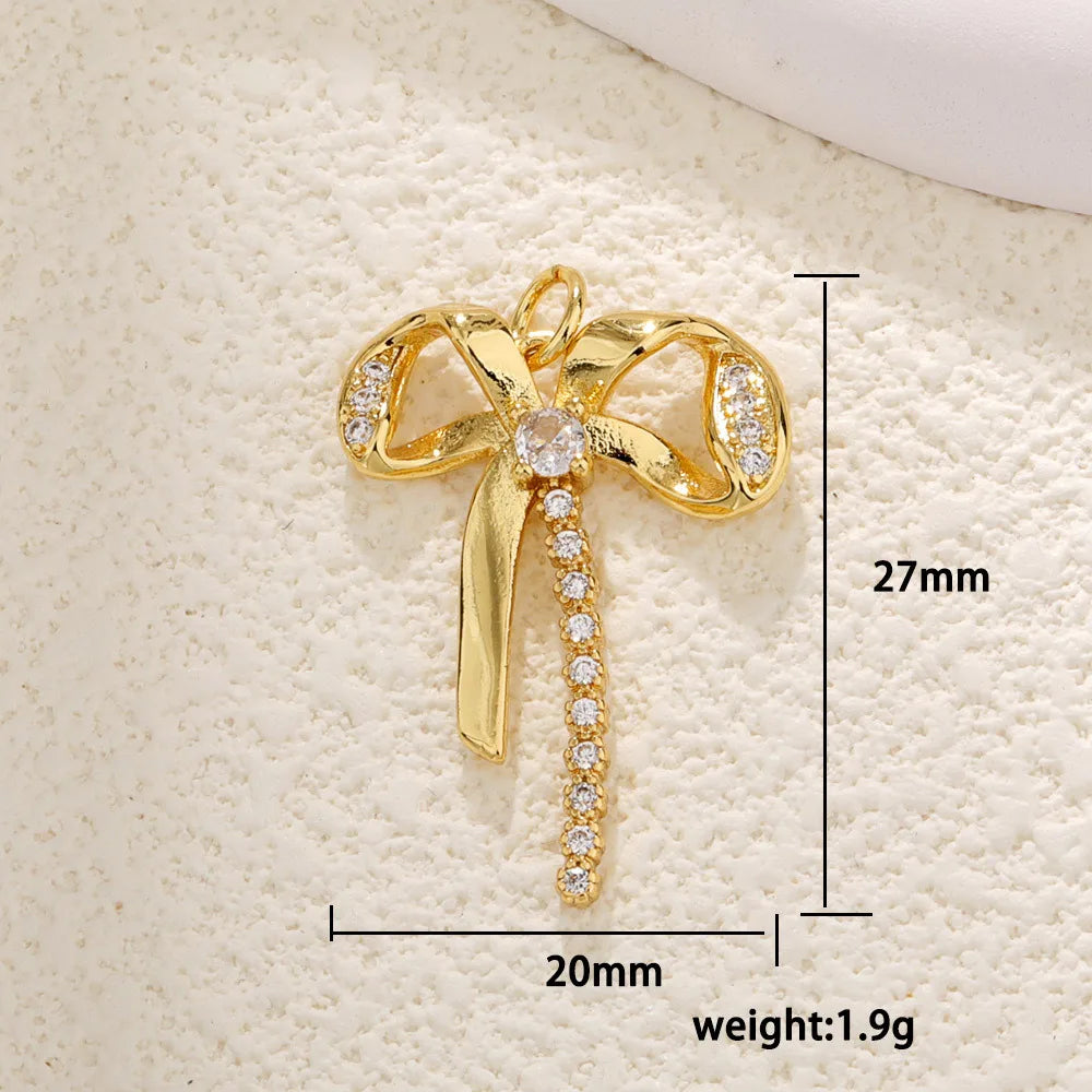 DAIIIBABYYY  -  1 piece Brass Material Cute Zircon Knot Bow Charms For Women DIY Pendant Earrings Bracelet Necklace Jewelry Wholesale