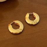 Daiiibabyyy  New Design Round Metal Hoop Earrings Simple Stylish Thick Brass Hollow Circle Earring Ear Buckle Minimalist Trend Daily Earrings