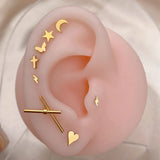 DAIIIBABYYY  -  1Pc Stainless Steel Star Moon Mini Earrings for Women Jewelry  Fashion Heart Butterfly Piercing Stud Earrings for Mother Day