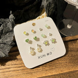 DAIIIBABYYY  -  Sweet Y2K Blue Aurora Rhinestone Heart Star Moon Stud Earrings Set Women Korean Fashion Butterfly Earring Jewelry Gift