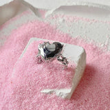 DAIIIBABYYY  -  Silver Color Broken Love Heart Rings For Women Girls Creative Design Fashion Temperament Sweet Anniversary Jewelry Gifts