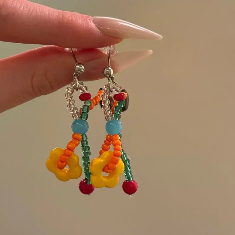 Daiiibabyyy  Unique Design Drop Earrings Cute Flower Earrings Sweet Colorful resin Earrings For Women Gifts Aesthetic Jewelry