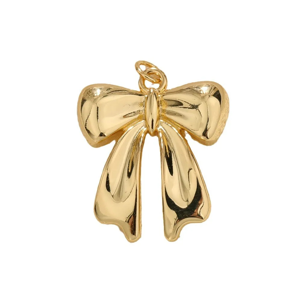 DAIIIBABYYY  -  1 piece Brass Material Cute Zircon Knot Bow Charms For Women DIY Pendant Earrings Bracelet Necklace Jewelry Wholesale