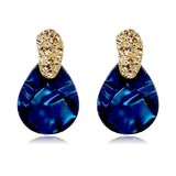 Daiiibabyyy  Retro Blue Water Drop Shaped Panel Earrings for Women  New Korean Elegant Women's Drop Earrings Temperament Gorgeous Jewelry