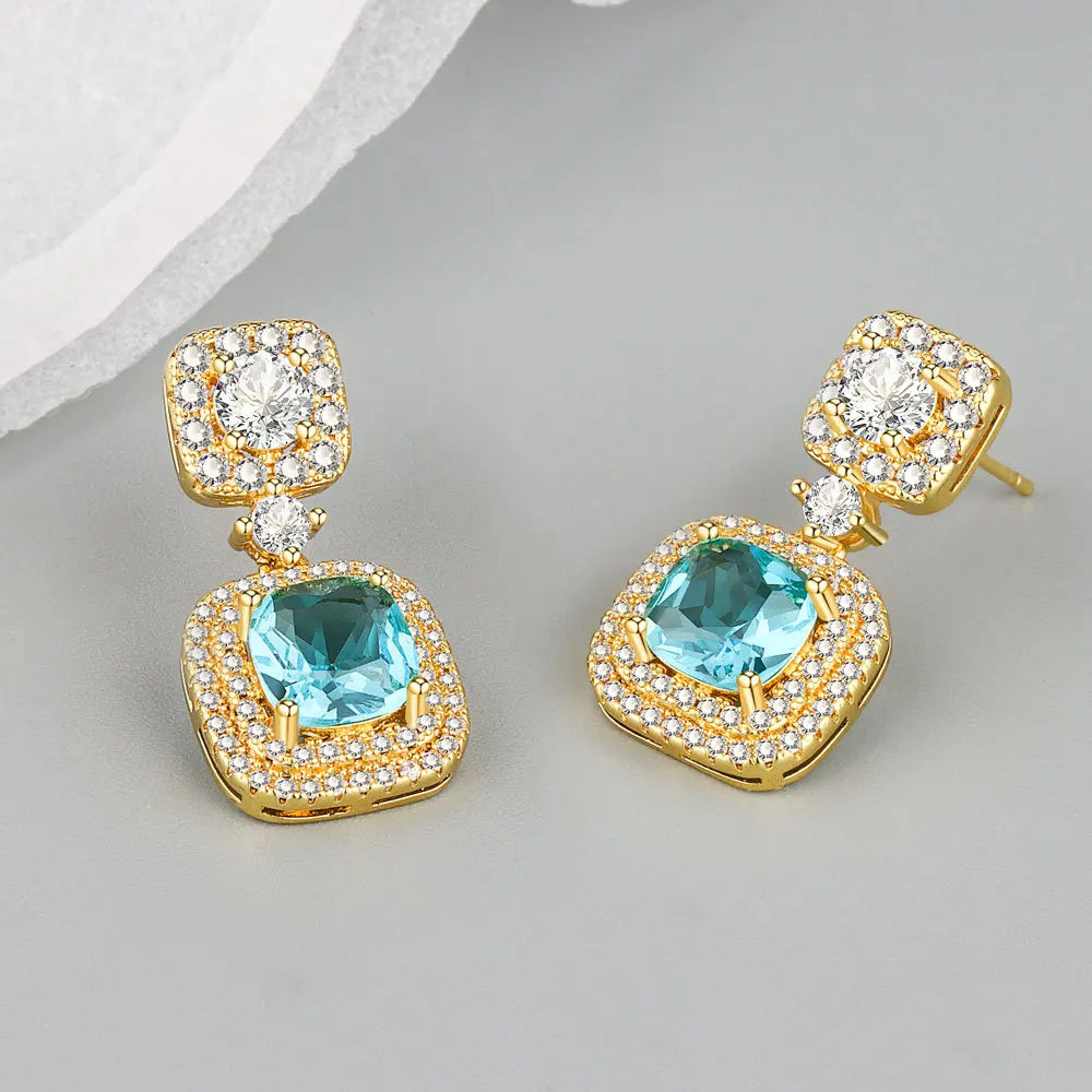 DAIIIBABYYY  -  New Arrival Elegant Shiny CZ Zircon Square Star 925 Silver Needle Ladies Tassels Stud Earrings Jewelry For Women Not Allergic