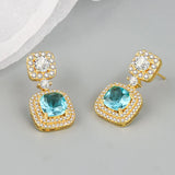 DAIIIBABYYY  -  New Arrival Elegant Shiny CZ Zircon Square Star 925 Silver Needle Ladies Tassels Stud Earrings Jewelry For Women Not Allergic