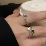 Daiiibabyyy 2024 Metal Cross Opening Index Finger Rings Y2k Accessories Five Pointed Star Rings Open Adjustable Star Rings Star Ring