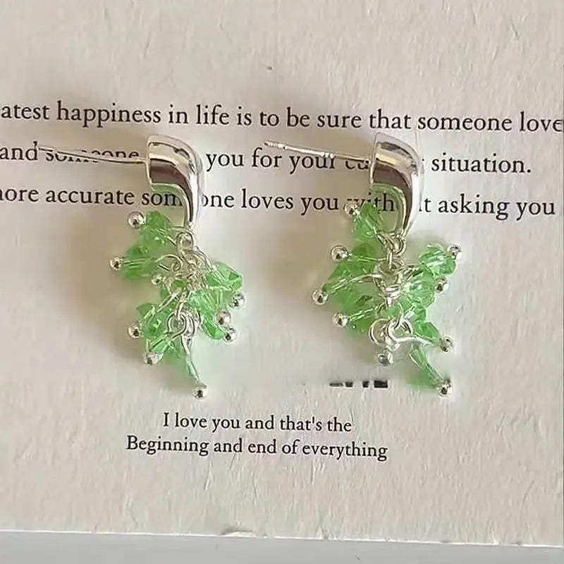 DAIIIBABYYY  -  Green crystal tassel earrings