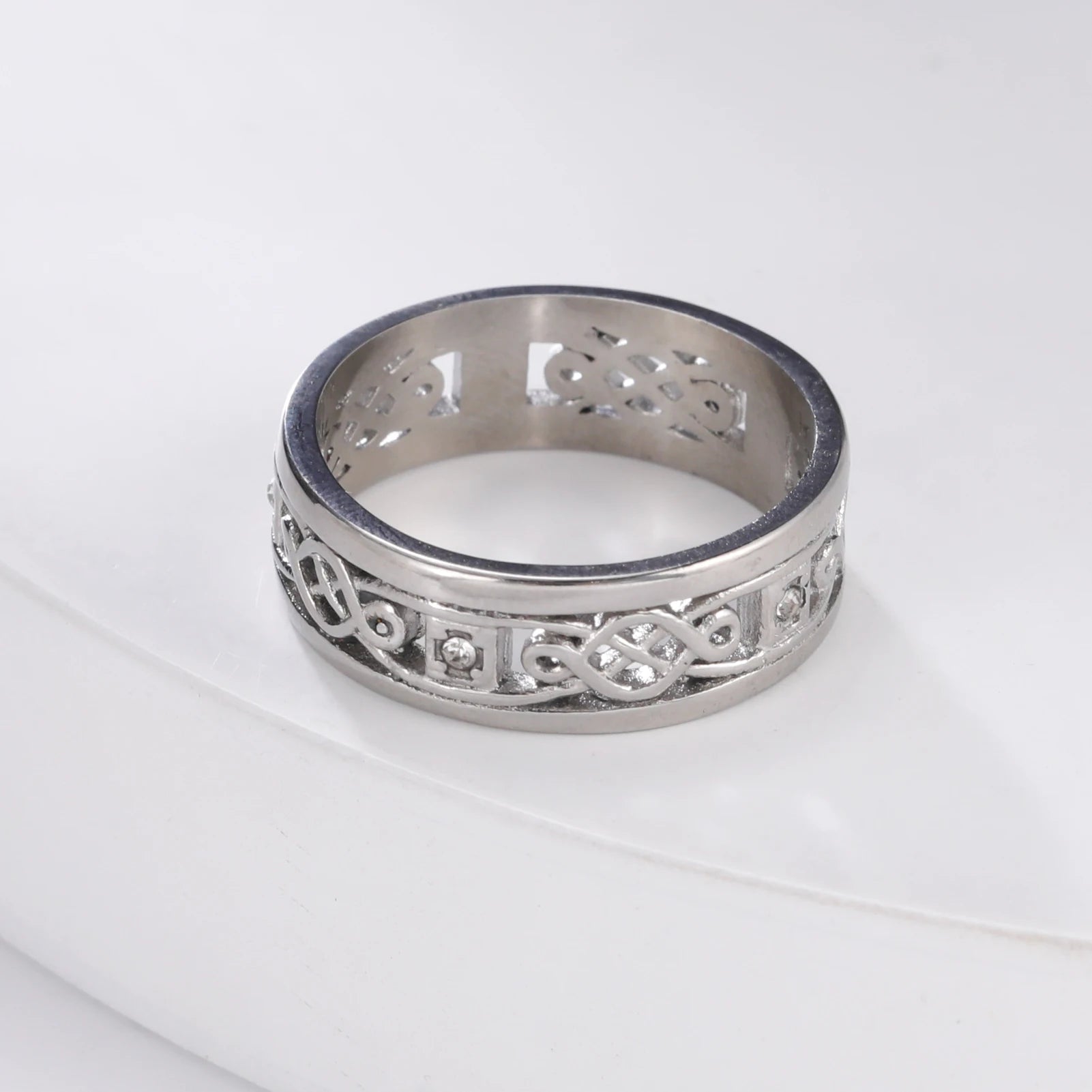 DAIIIBABYYY  -  Irish Celtics Knot Rings Men Women Stainless Steel Clear Zircon Amulet Couple Ring Jewelry Wedding Band Gift 2024 New In